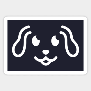 Woof! - Cute Dog Face Line Art - White Magnet